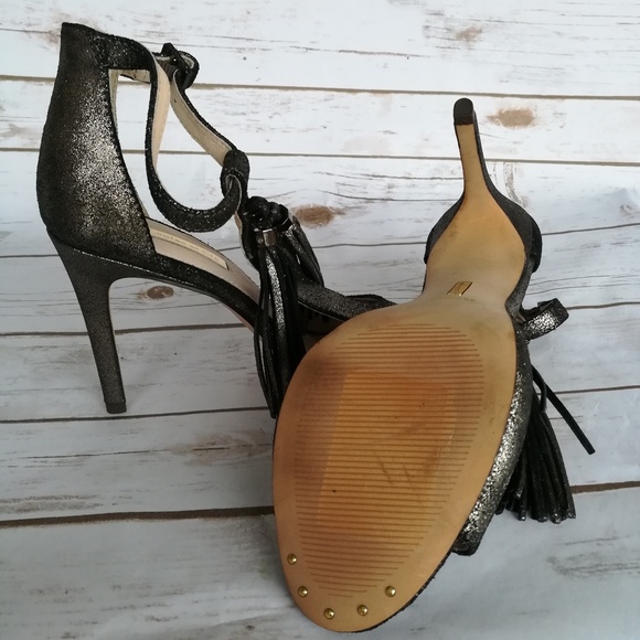 Black/gold metallic leather ankle strap - Picture 3 of 3